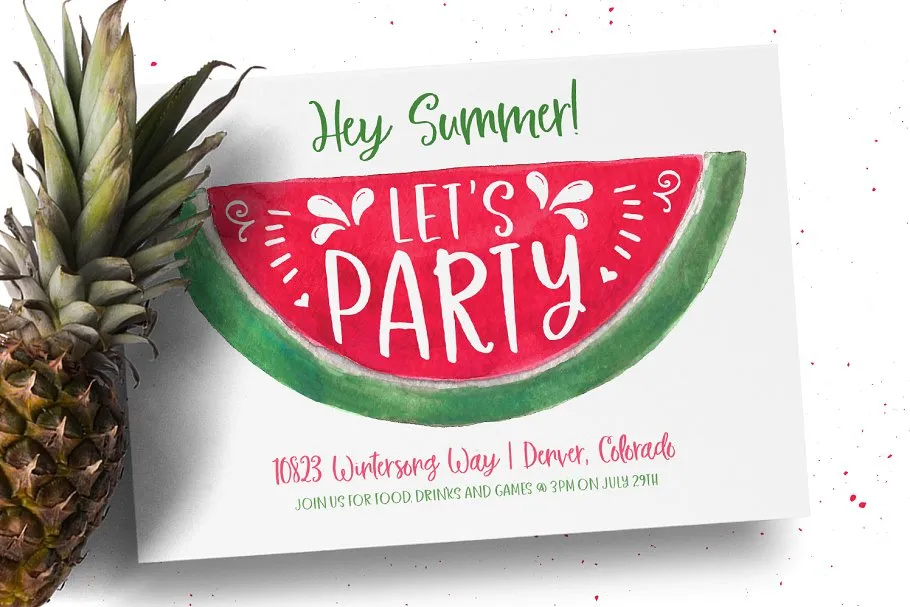 新挑选的水彩素材和字体工具包 Fresh Picked Watercolor & Font Kit插图(14)