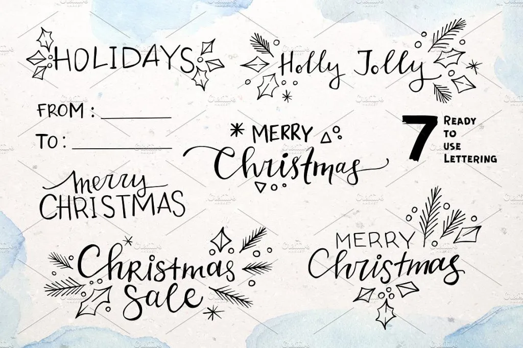 手绘冬日树木圣诞节素材打包下载[png,jpg]插图(3)