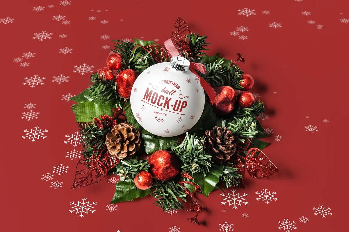 圣诞球外观图案设计效果图样机像素设计精选 Christmas Ball Mock-up