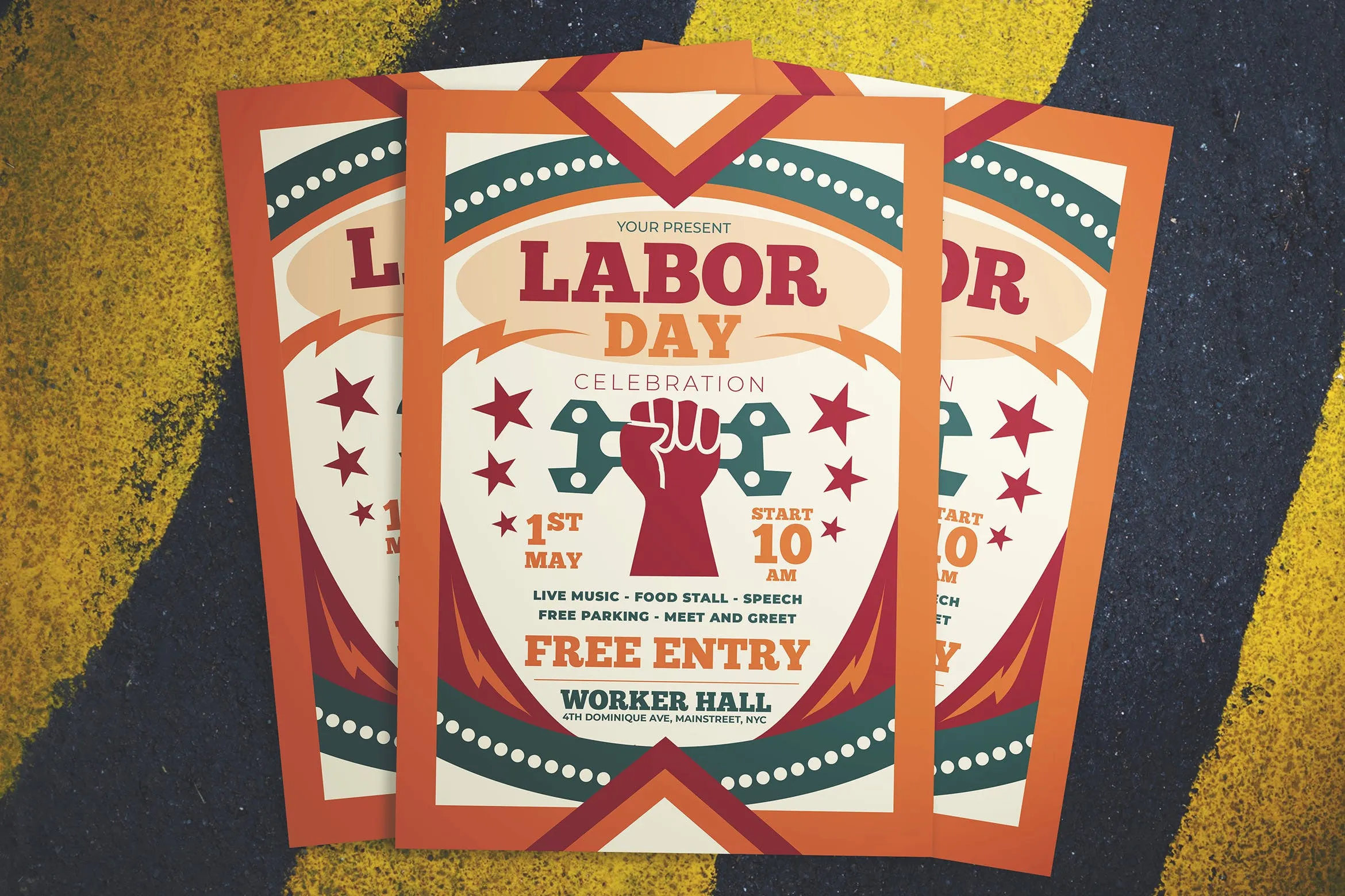 美国劳工节庆祝活动海报传单设计模板 Labor Day Celebration Flyer插图