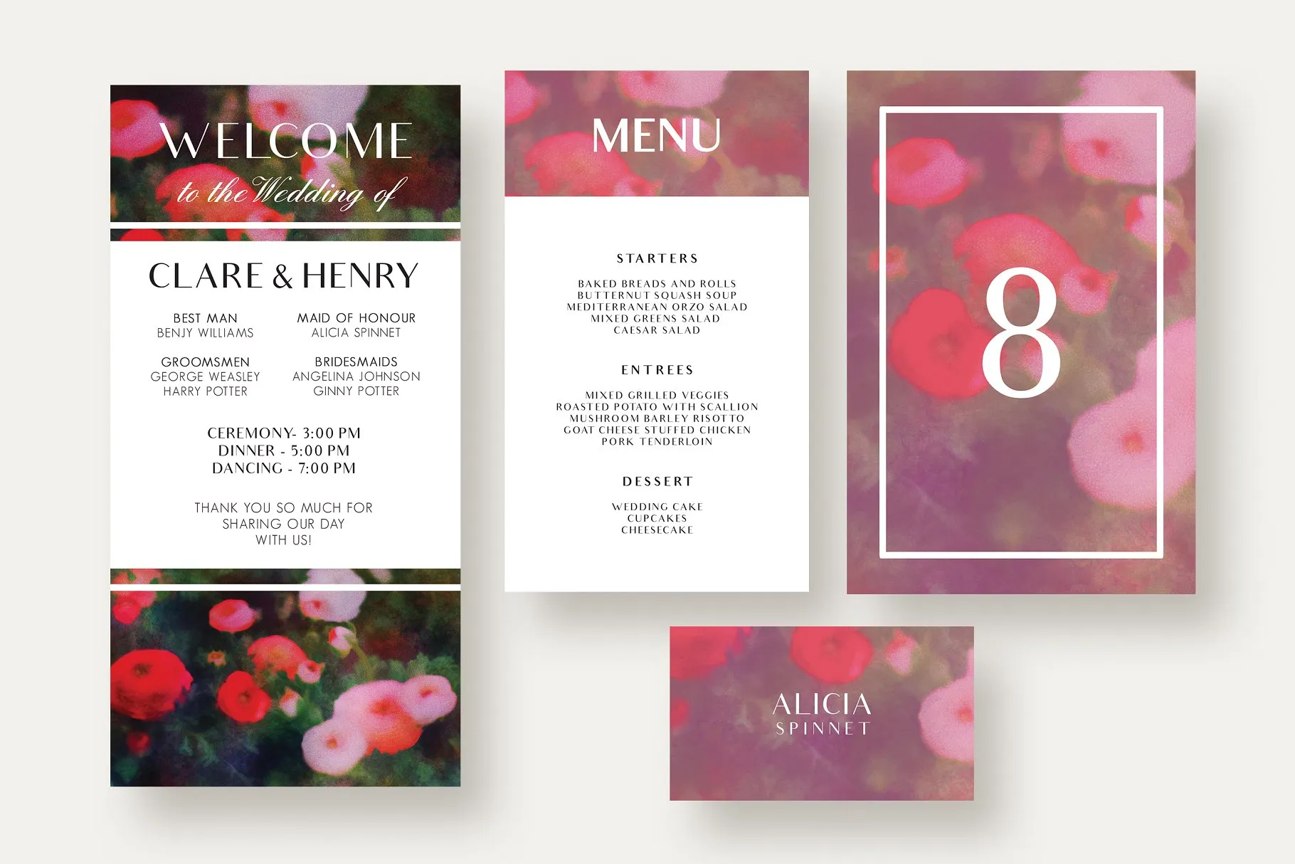 浪漫花园背景婚礼邀请函设计套件 Garden Wedding Invitation Suite插图(3)