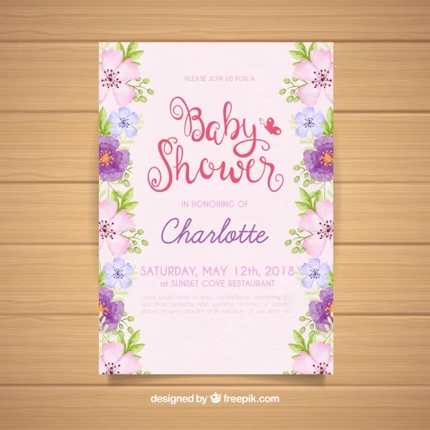 超美的宝宝洗礼邀请卡 Baby shower invitation