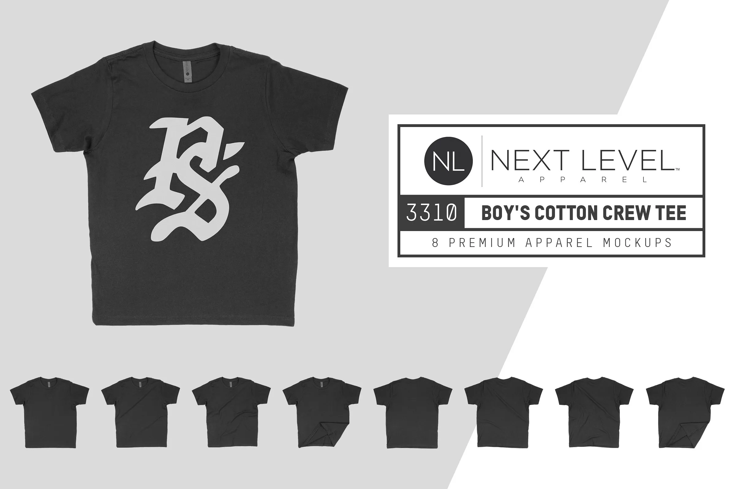 男士棉质短袖T恤服装样机 Next Level 3310 Boy#8217;s Cotton T-Shirt