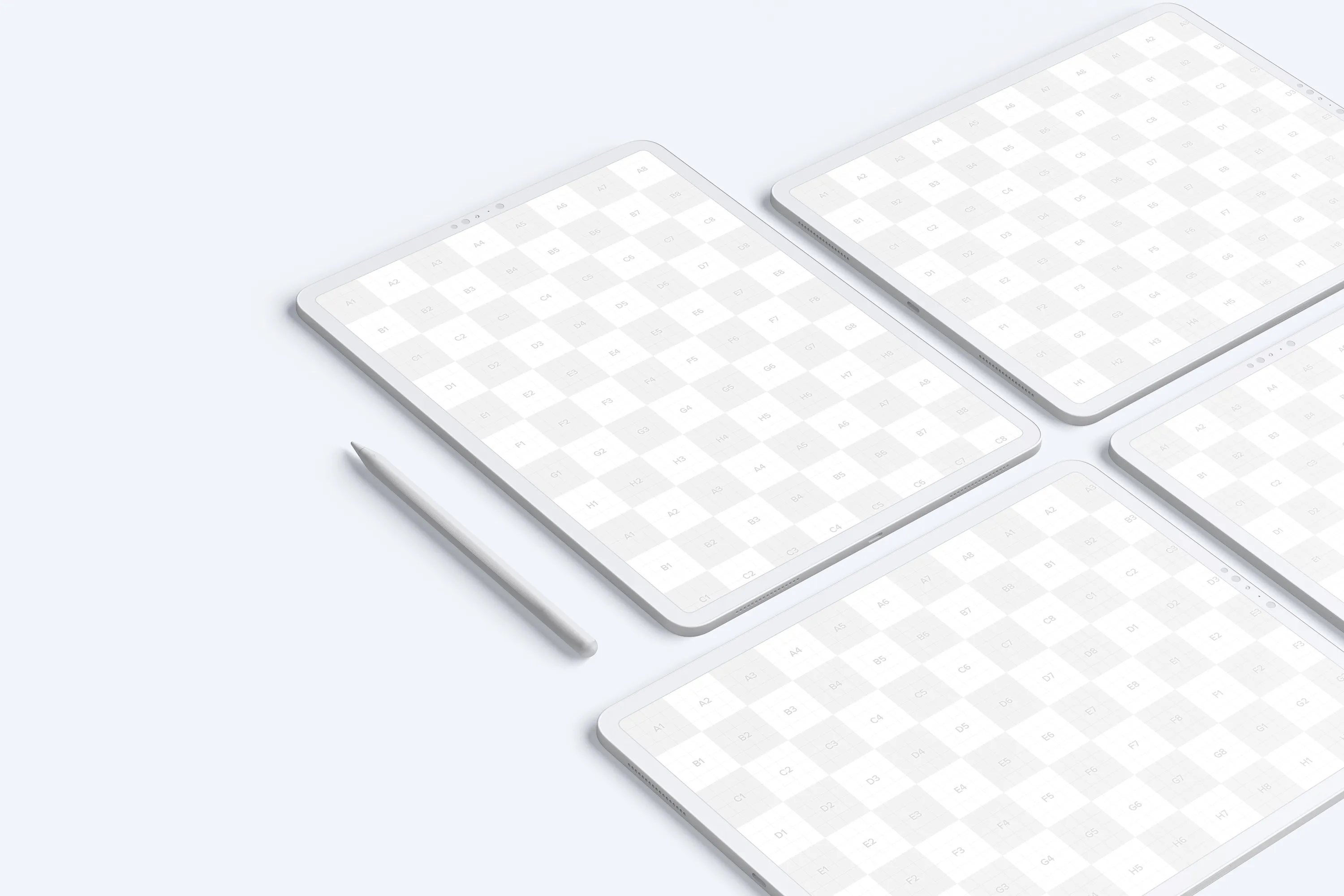 iPad Pro平板电脑UI设计效果图网格布局样机 Clay iPad Pro 12.9” Mockup, Grid Layout插图(1)