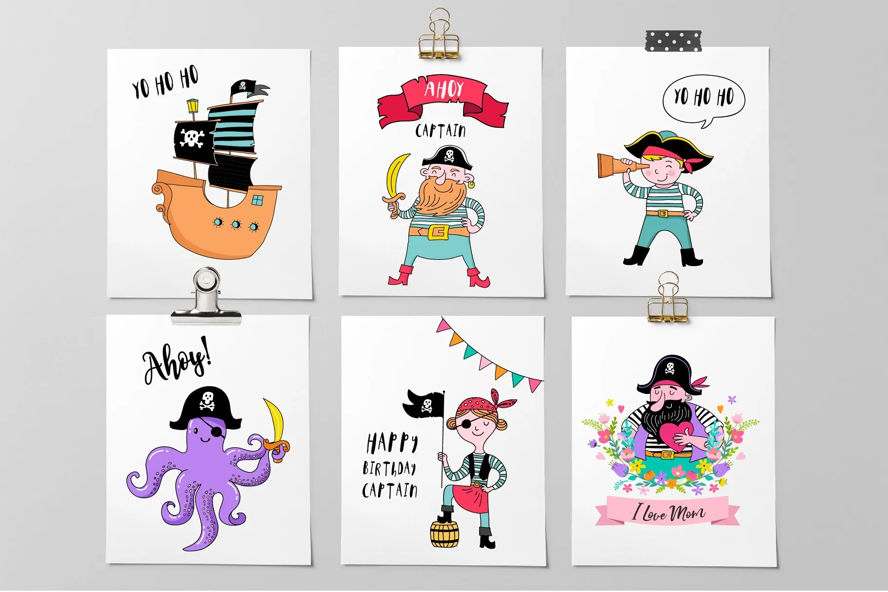 海盗船系列马克笔手绘卡通插画 Ahoy! Pirate collection插图(2)