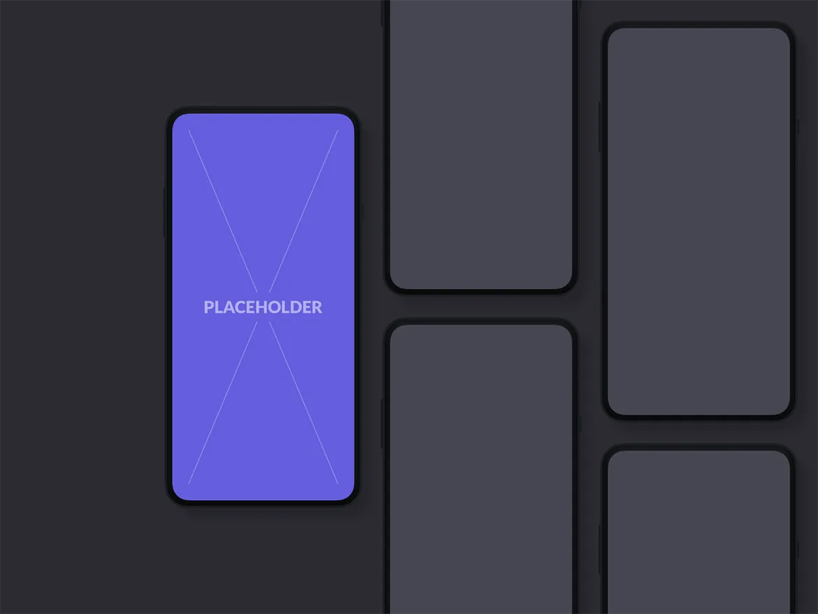 刘海屏iPhone手机等距网格素材库精选样机模板[黑色版本] Presentation Mockups Dark插图(13)