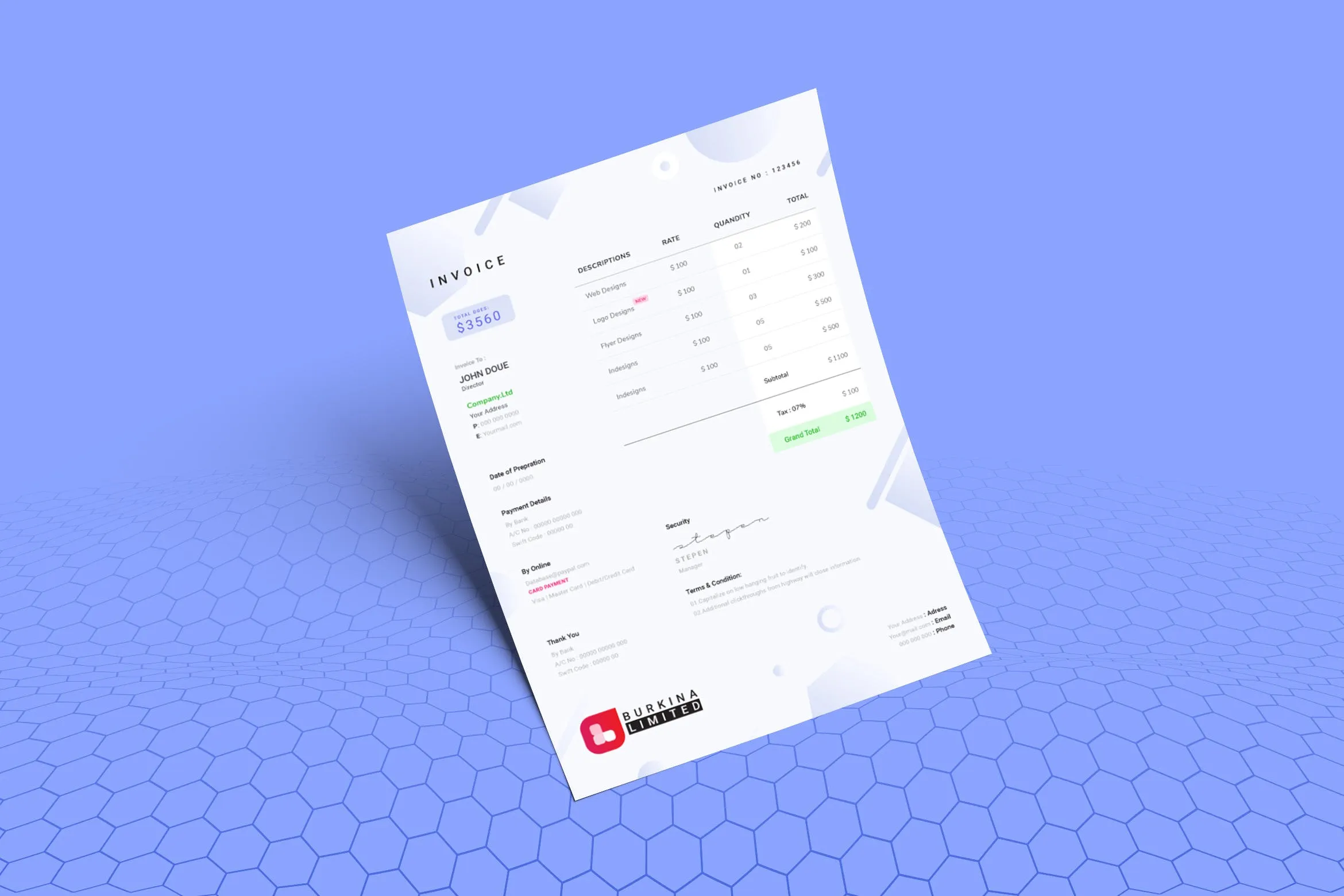 企业定制服务清单发票票据排版模板 Minimal Invoice Template