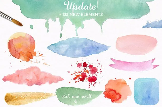 水彩插画/Logo设计素材包 Watercolor Logo Bundle. DIY插图(4)