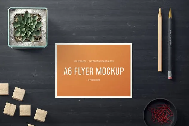 高品质A6横向传单样机套装v1 A6 Landscape Flyer Mockup Set 1插图(3)