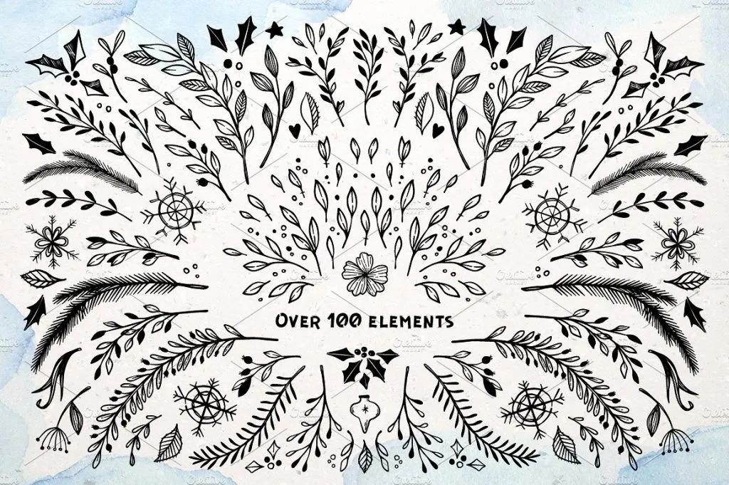 手绘冬日树木圣诞节素材打包下载[png,jpg]插图(2)