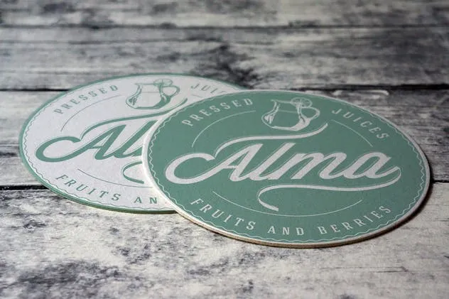 复古圆形杯垫标签展示样机 Coaster Round Label Mockup插图(3)