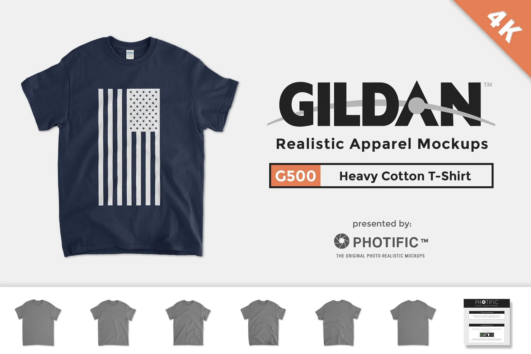 厚纺棉布圆领T恤样机 Gildan 5000 Heavy Cotton T Mockups