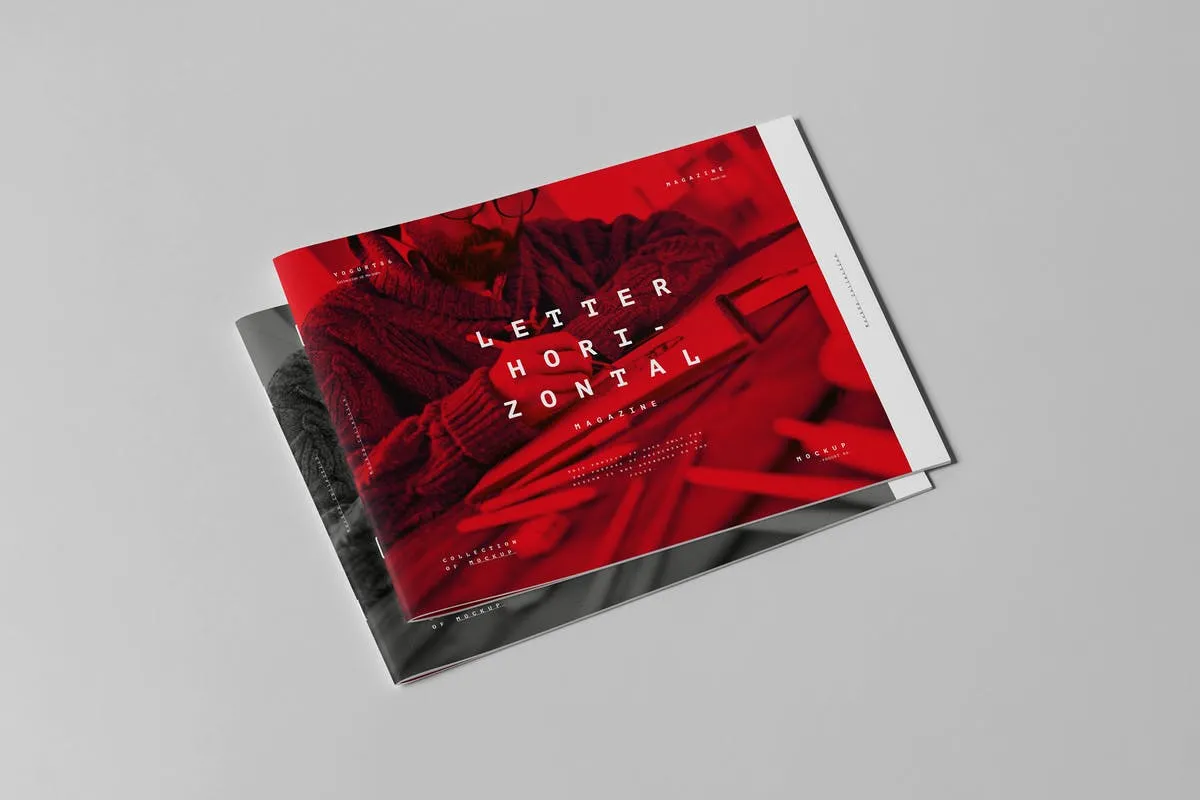 美国信纸方形画册样机3 US Letter Horizontal Brochure Mock-up 3