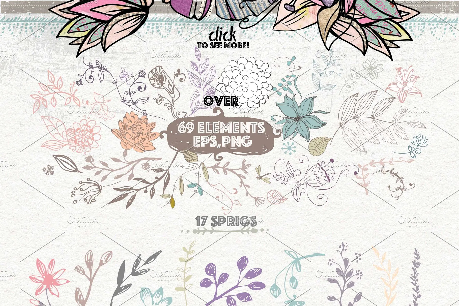 极力推荐：超级矢量花卉素材库 VECTOR LAB "FLORAl&VINTAGE"插图(5)