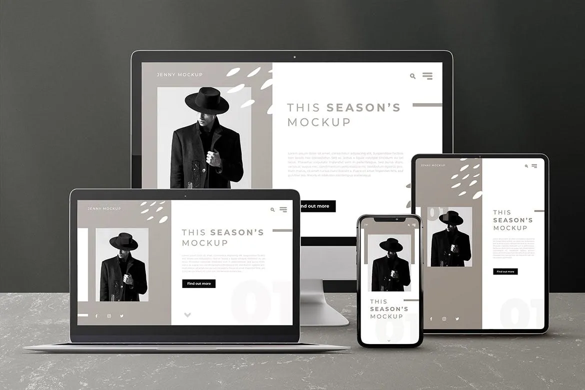 响应式网页设计多设备预览样机PSD模板 Modern Device Mockups插图(6)