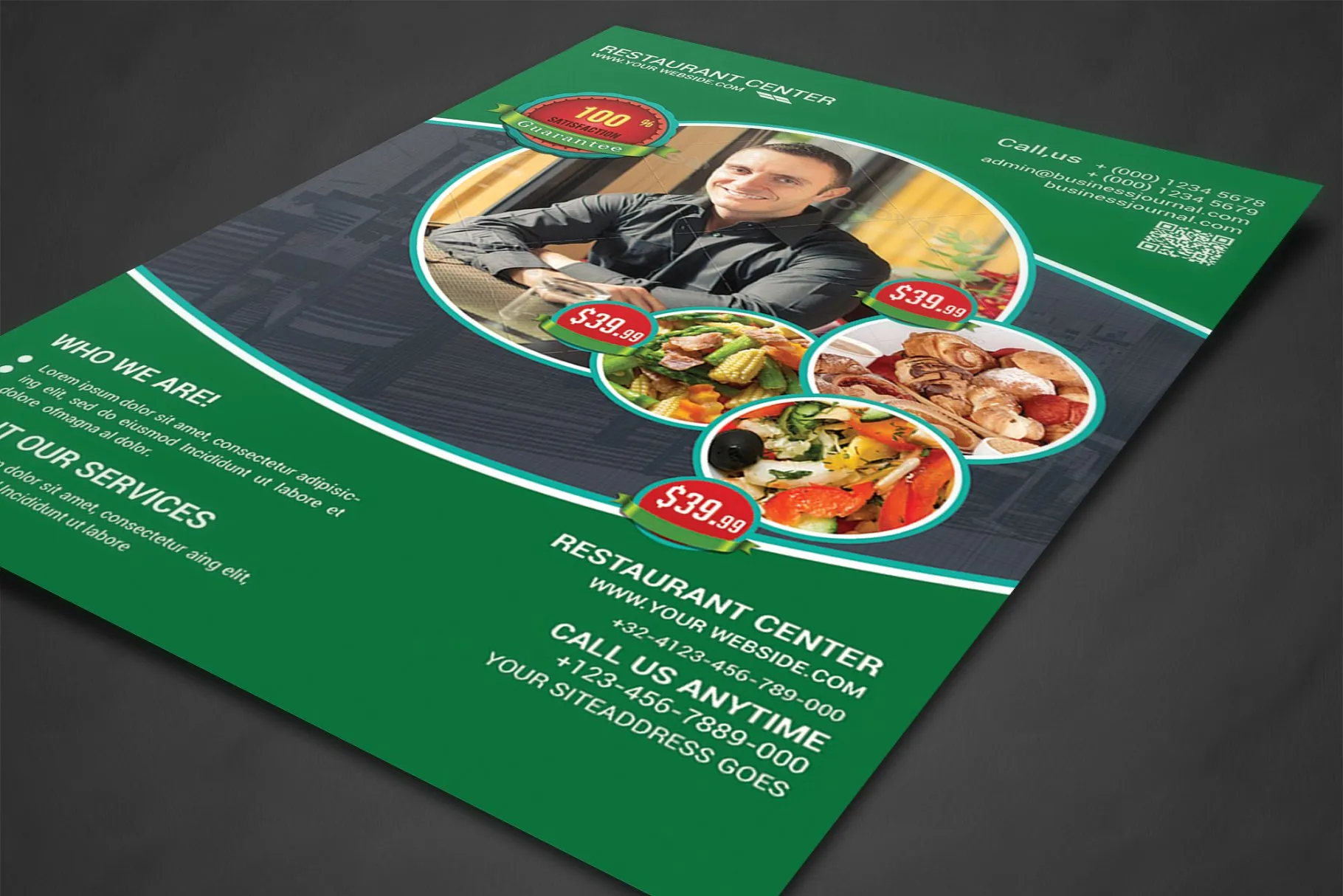 西餐厅外卖菜单设计PSD模板 Best Food Resto – Restaurant Flyer插图(1)