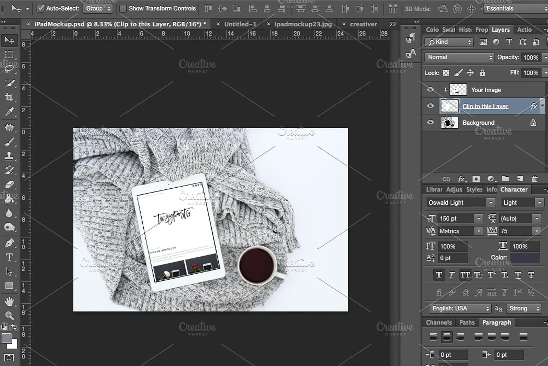 极简主义iPad样机 Stock Photo | Tablet PSD Mockup插图(1)