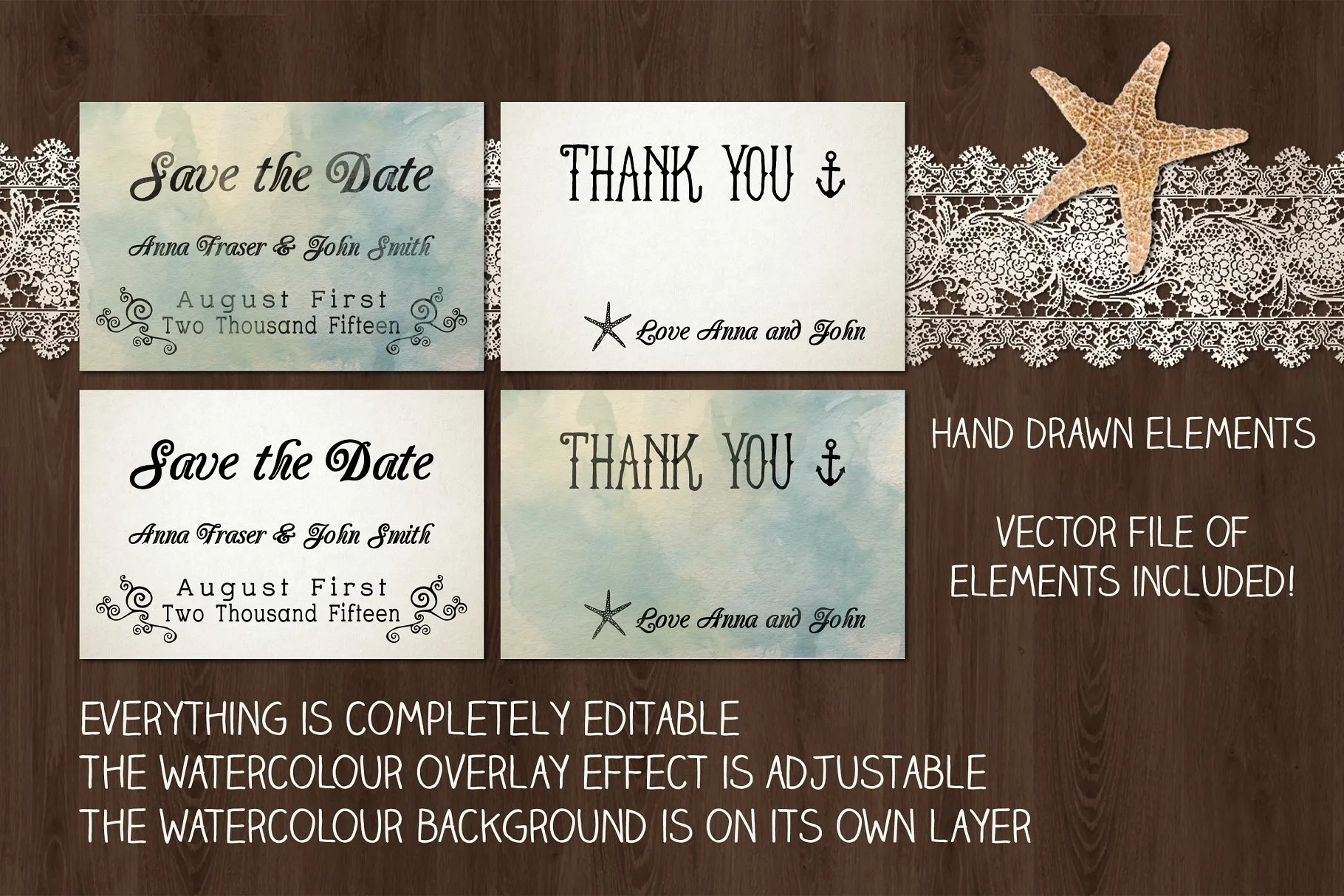 海滩沙滩婚礼邀请函模板合集 Beach Wedding Invitation Pack插图(2)