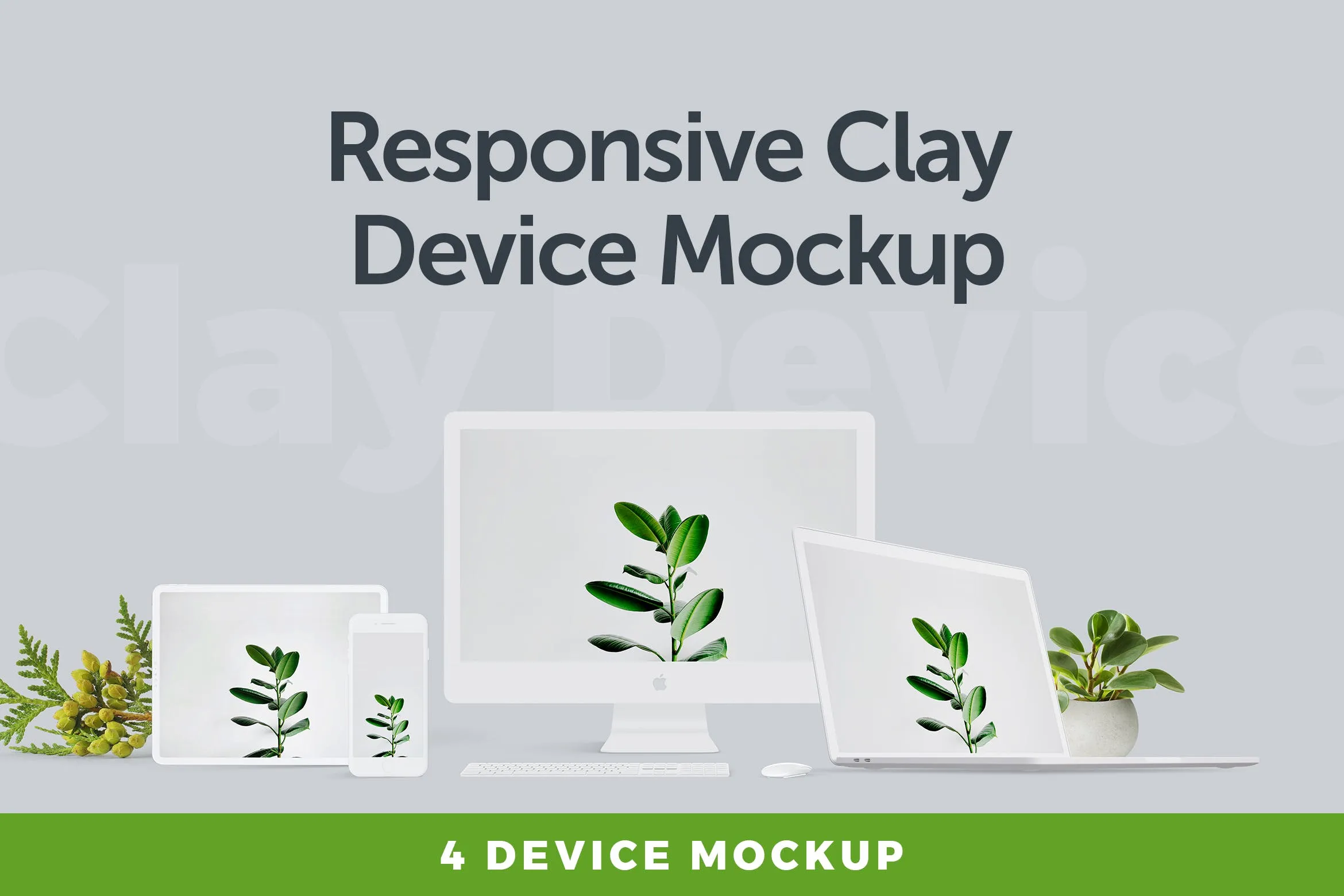 响应式网页设计效果预览设备像素设计精选样机 Responsive Clay Device Mockup 3.0