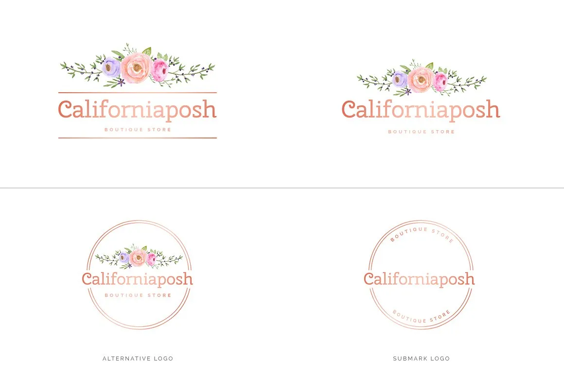 超级水彩风 Logo 设计素材包 Watercolor Premade Branding Logo Kit [模板、纹理&元素]插图(4)