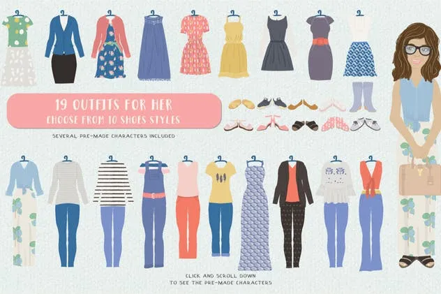 水彩卡通人物形象设计工具 Custom Character Creation Kit插图(5)