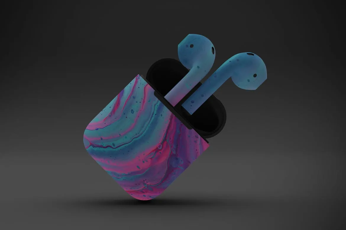 暗色背景AirPods无线耳机外观设计素材库精选样机v2 Dark AirPods Mockup V.2插图(4)