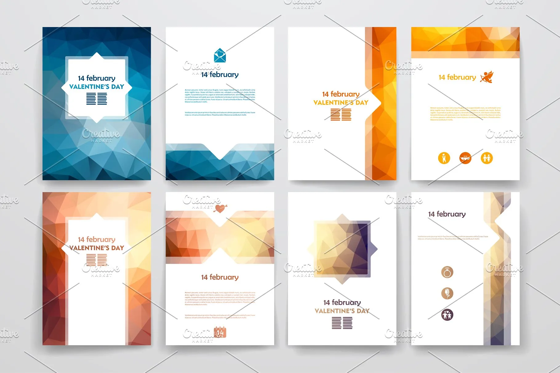 美国“总统日”节日活动小册子模板 Valentine’s Day Brochures插图