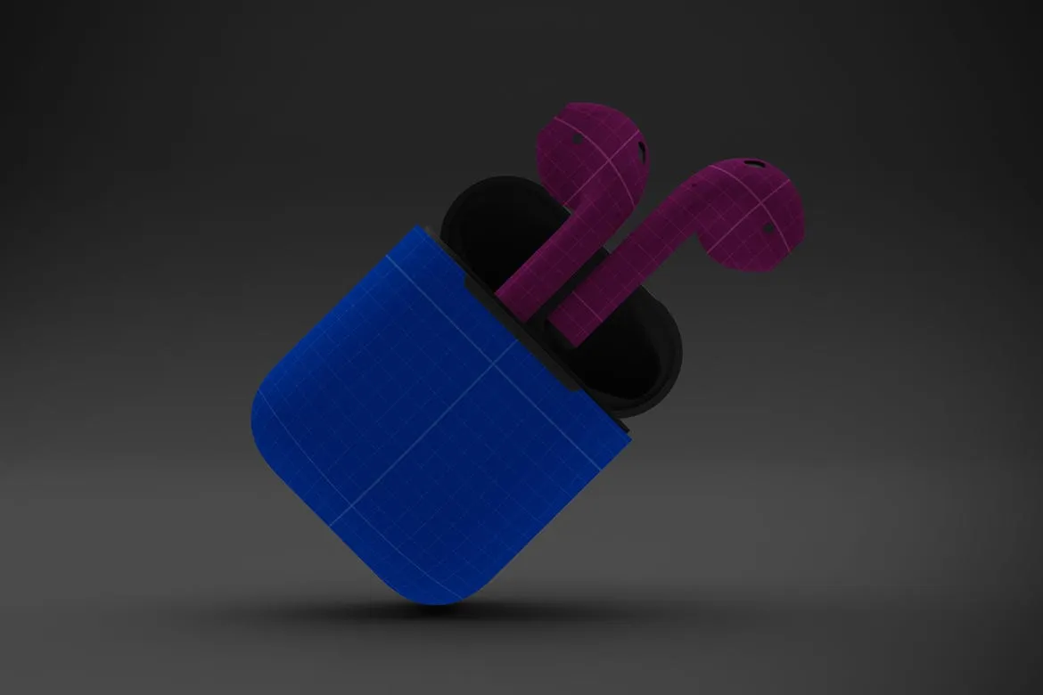 暗色背景AirPods无线耳机外观设计素材库精选样机v2 Dark AirPods Mockup V.2插图(9)