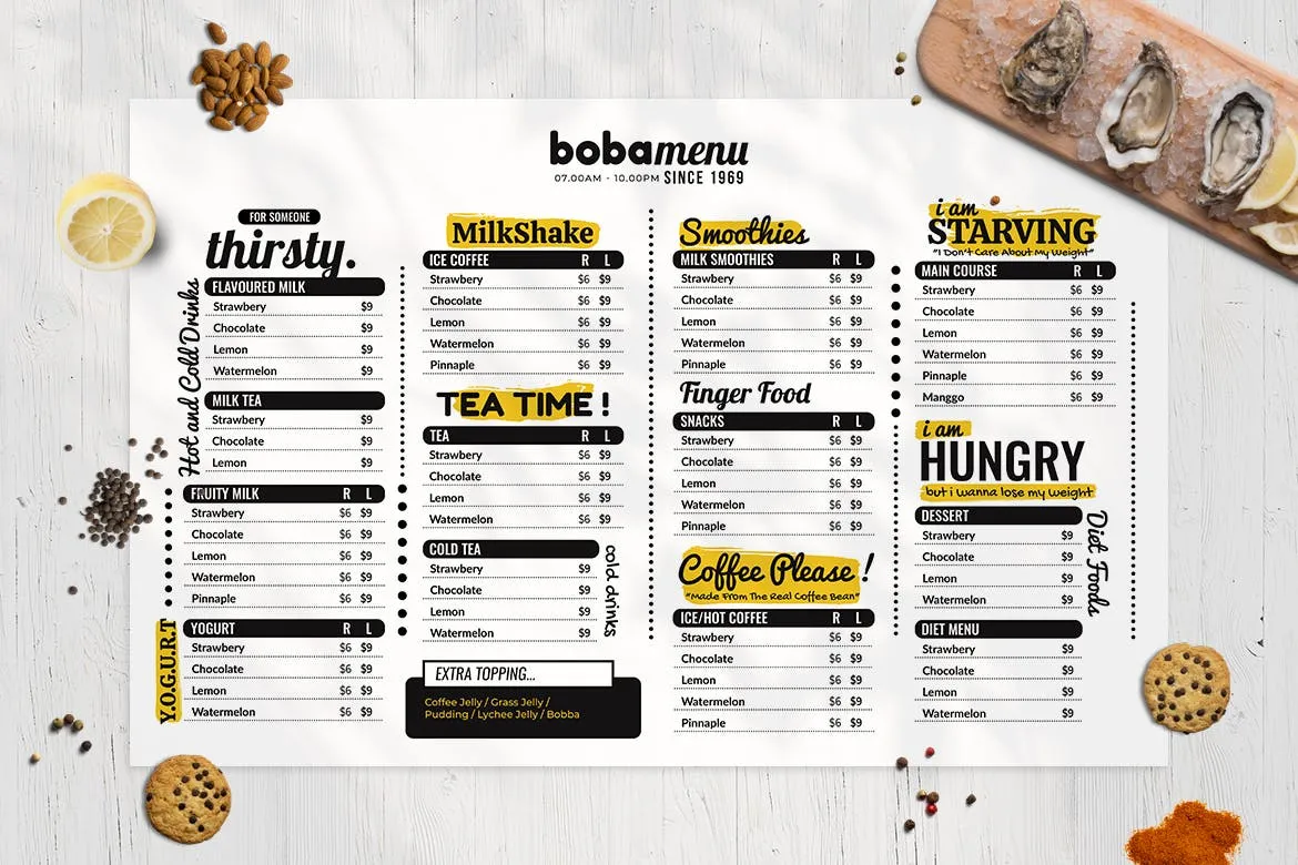 西式咖啡店/面包店/蛋糕店像素设计精选菜单模板v6 Resto Food Menu Vol. 6