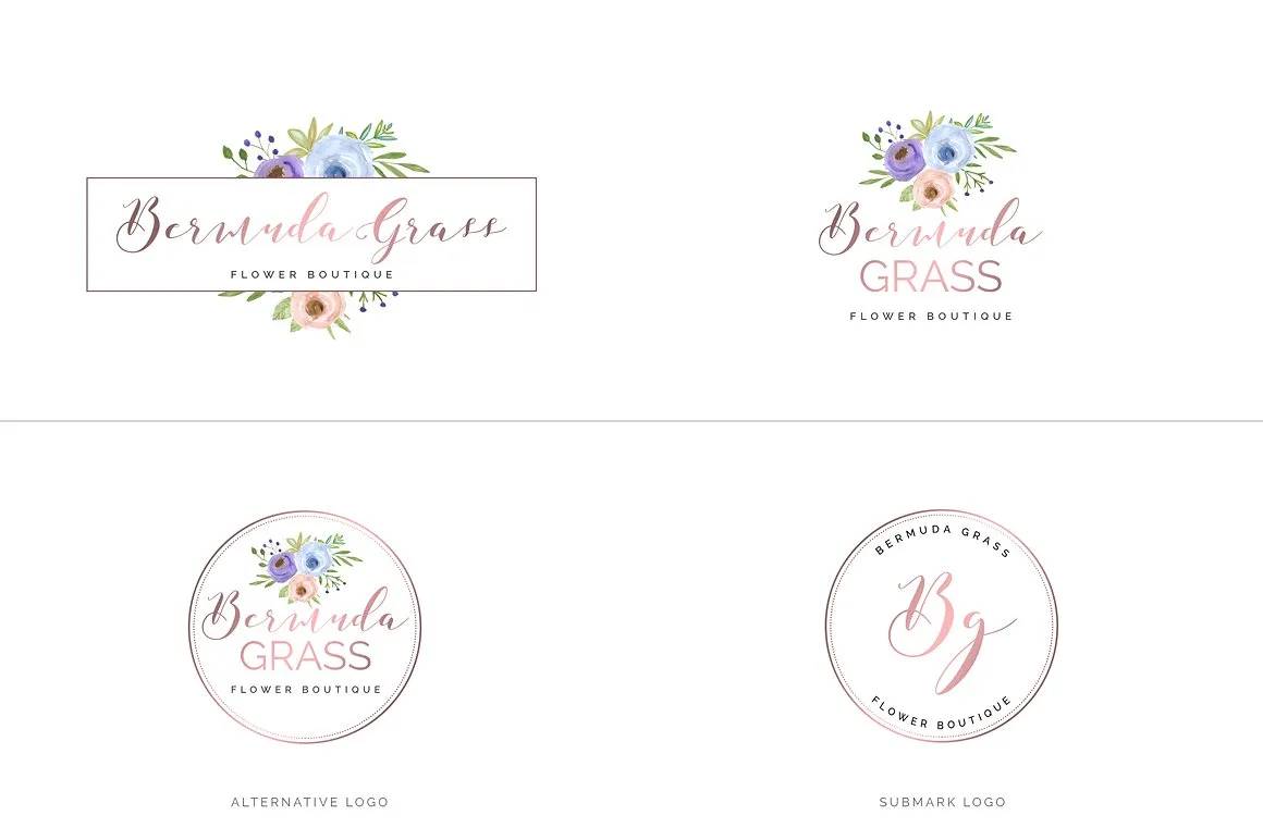 超级水彩风 Logo 设计素材包 Watercolor Premade Branding Logo Kit [模板、纹理&元素]插图(8)