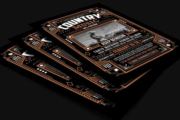 复古设计风格城市音乐节活动海报设计模板 Country Music Flyer插图(3)