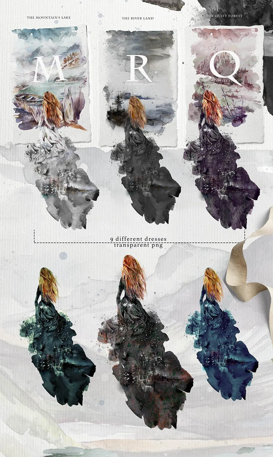 高品质梦幻水彩矢量插画素材大合集[1.88GB] Fantasy illustrations “Once in the dream”插图(13)