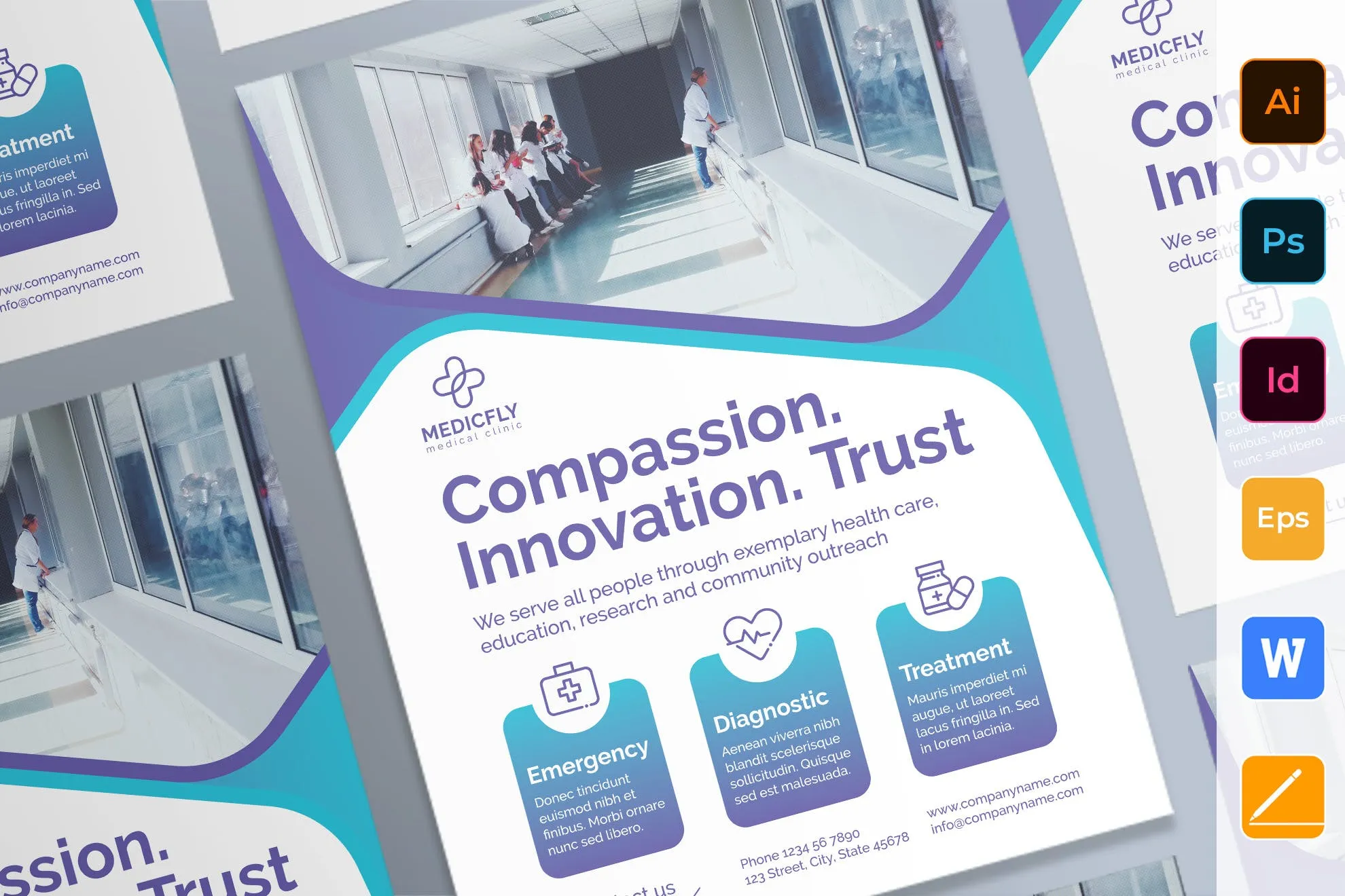 私人诊所/医院简介海报设计模板 Medical Clinic Poster