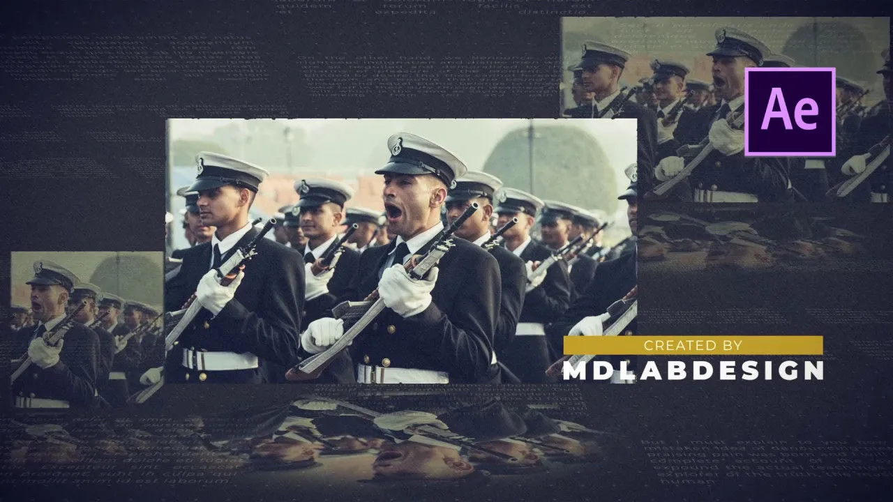 复古历史幻灯片开场像素设计精选AE模板