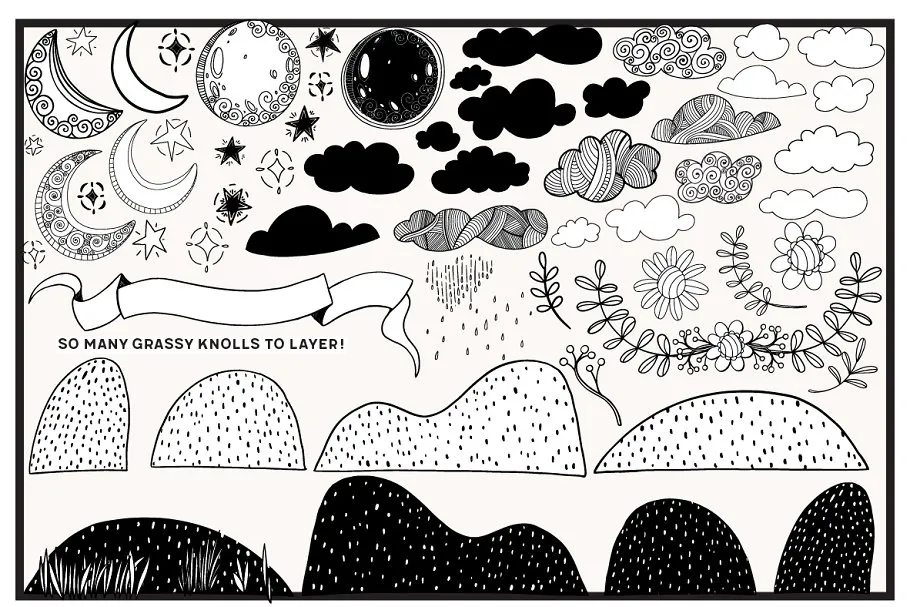 奇形怪状禅山山脉矢量图形 Whimsical Mountain Vectors插图(4)