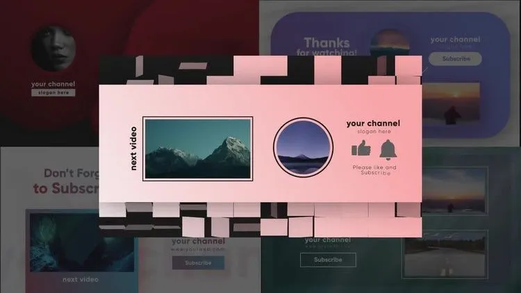 YouTube终端屏幕动态动画像素设计精选AE模板