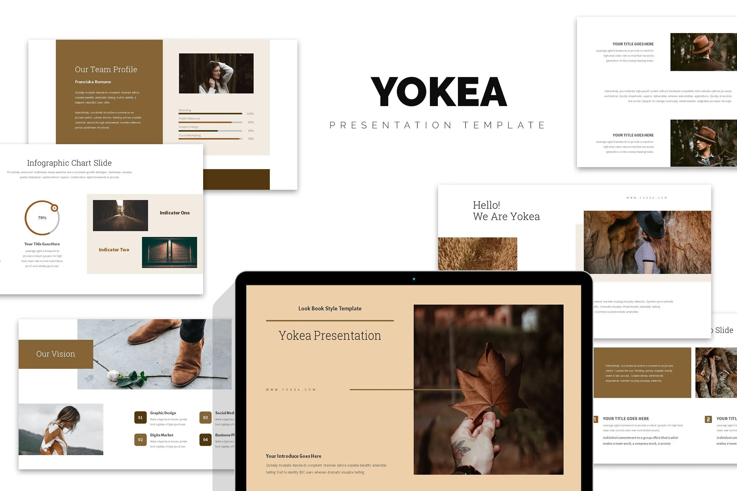 棕色色调Lookbook目录Keynote演示文稿模板 Yokea : Brown Color Tone Lookbook Keynote