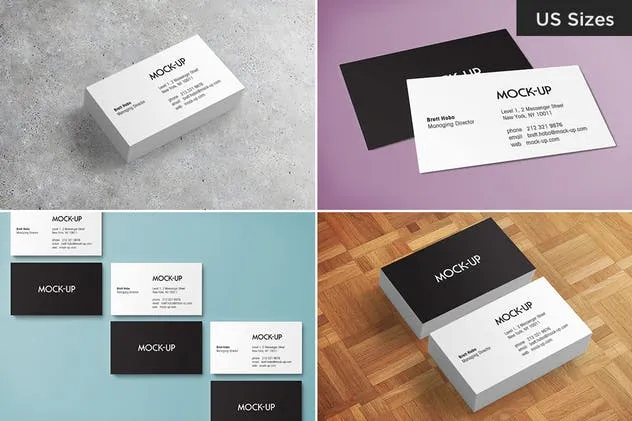 美国尺码简约风企业名片样机模板 Business Card Mockups – US Sizes插图(5)