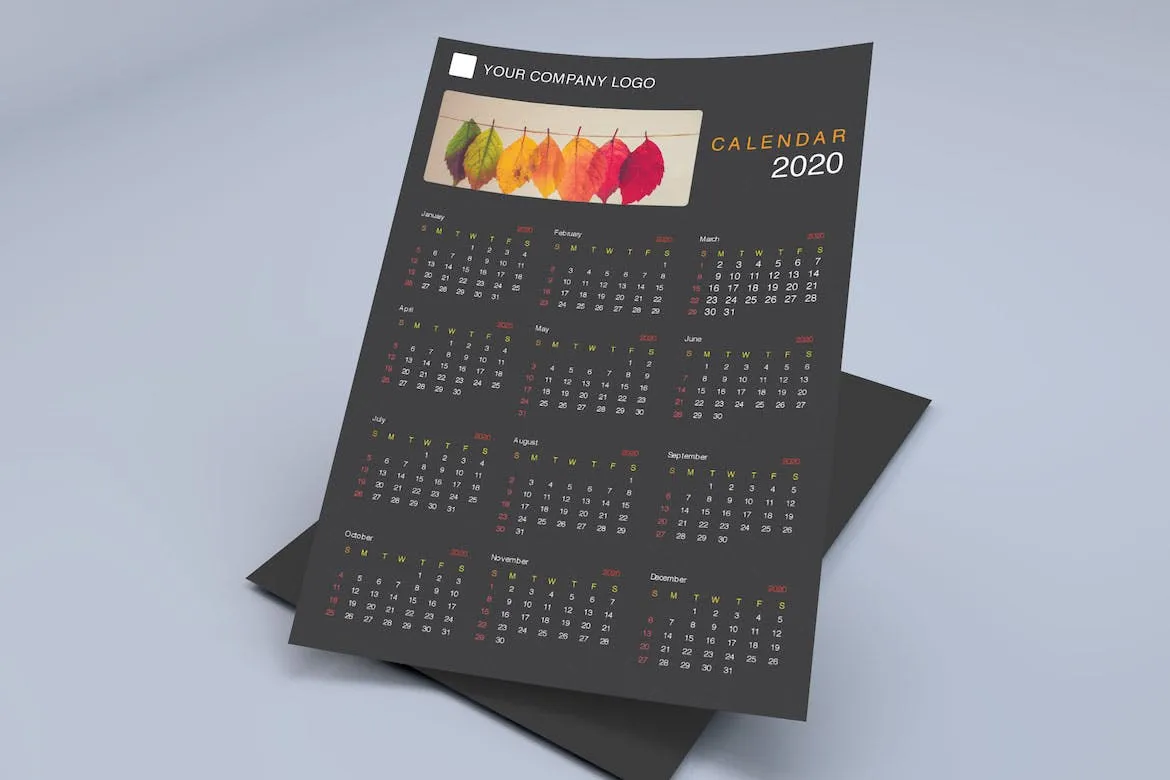 简约优雅设计风格2020年历日历设计模板 Creative Calendar Pro 2020插图(4)