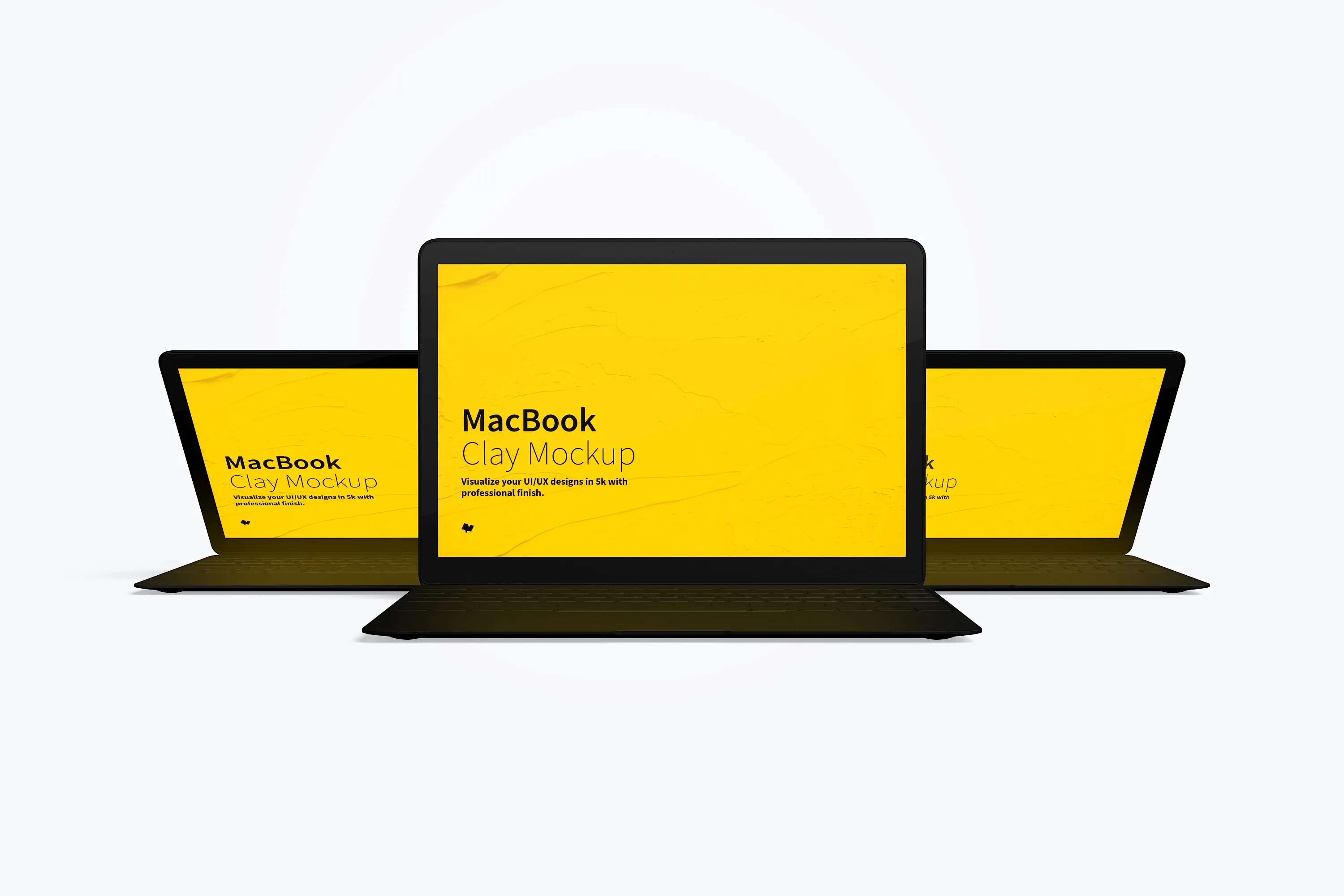 MacBook笔记本电脑多屏幕预览前视图样机03 Clay MacBook Mockup, Front View 03插图(5)