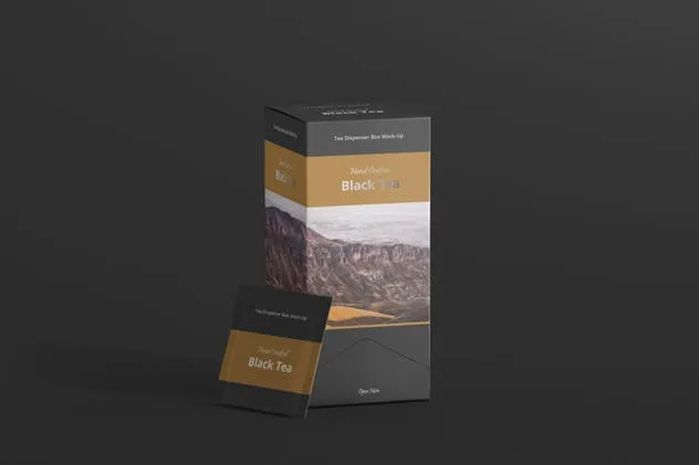 茶包及茶包包装盒设计样机模板 Tea Dispenser Box Mockup插图(12)