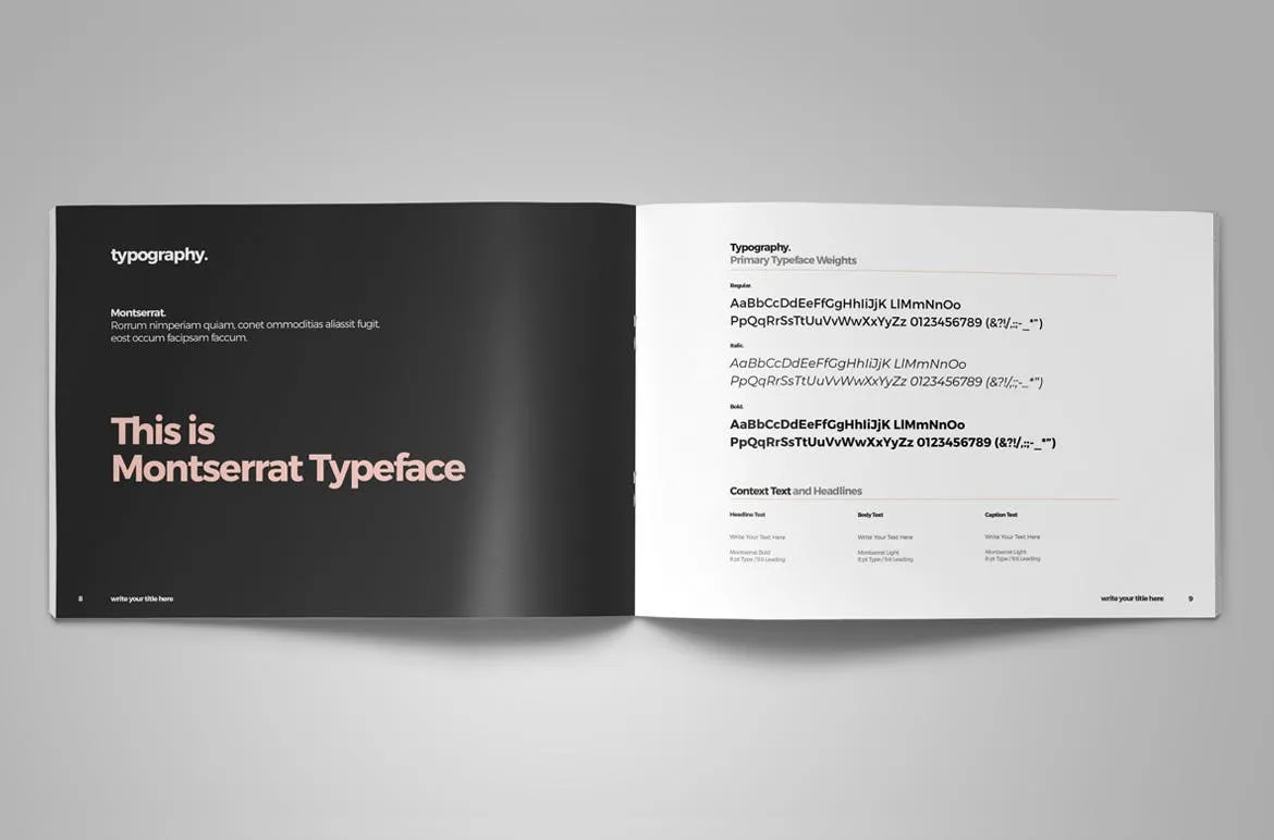 2019-2020品牌指南/品牌设计规范手册模板 Brand Guideline Landscape Layout with Pink Accents插图(2)