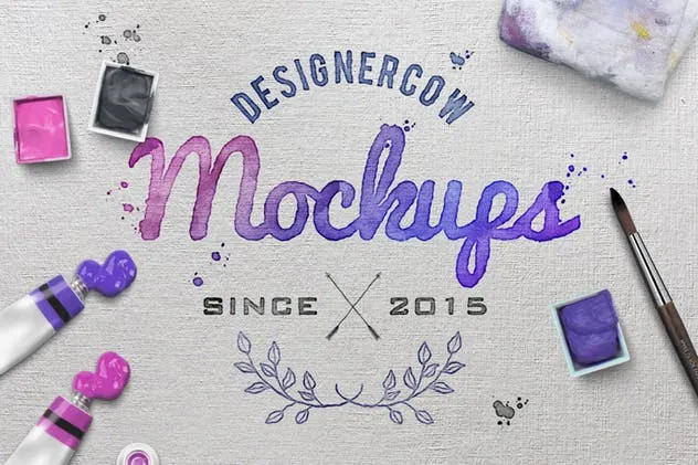 逼真水彩文本文字特效样式 Watercolor Scene Text Mockups插图(7)