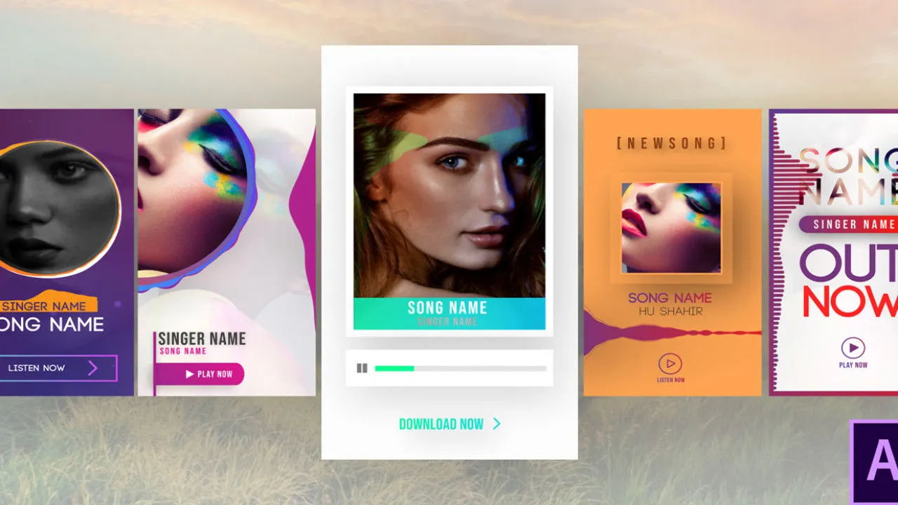 Instagram音乐故事像素设计精选AE模板