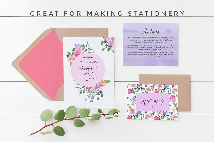 埃洛伊斯水彩花卉剪辑集 Elouise – Flower Clipart Set插图(9)