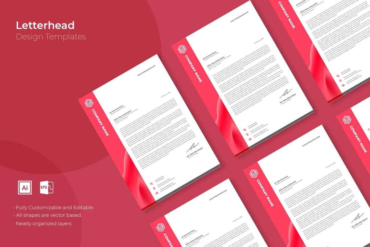 企业品牌VI信笺版式设计模板V50 SRTP- Letterhead Design.50插图