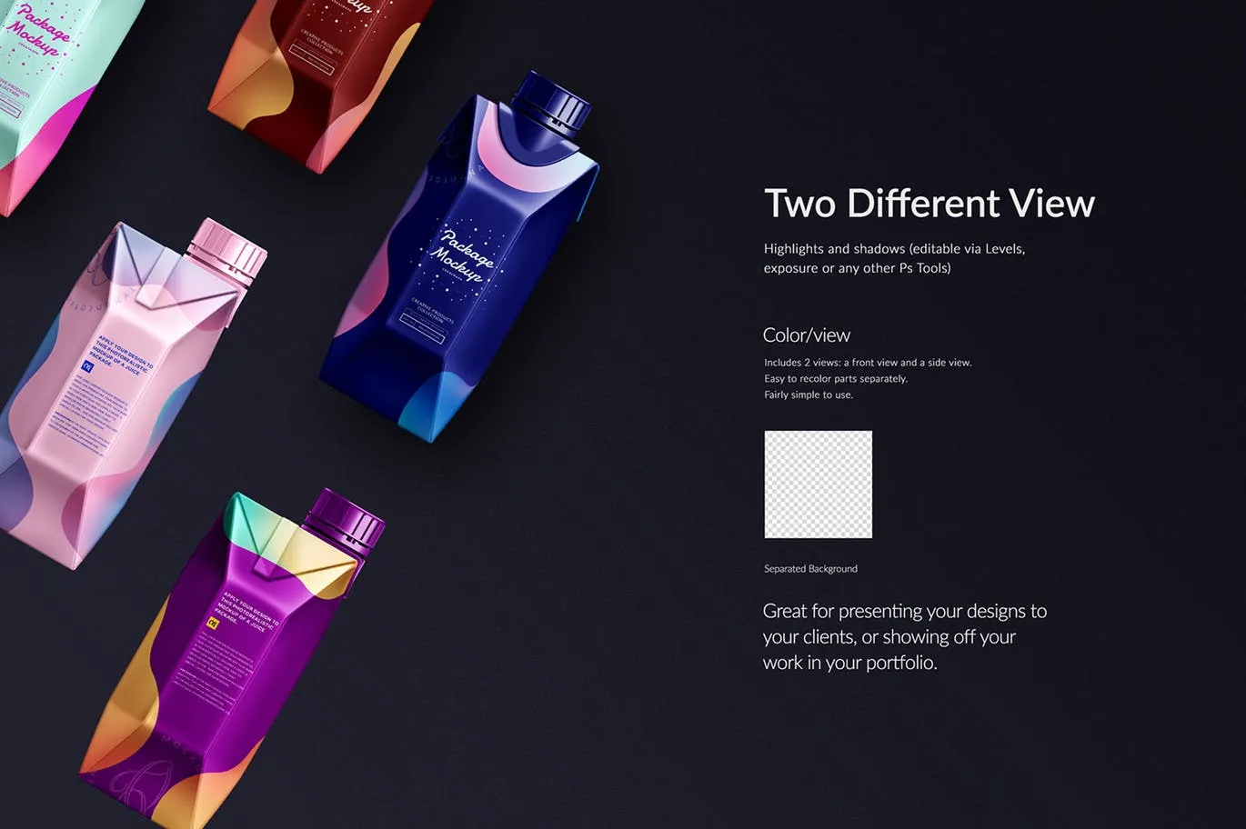 高品质的时尚高端果汁酸奶牛奶包装设计VI样机展示模型mockups插图(1)