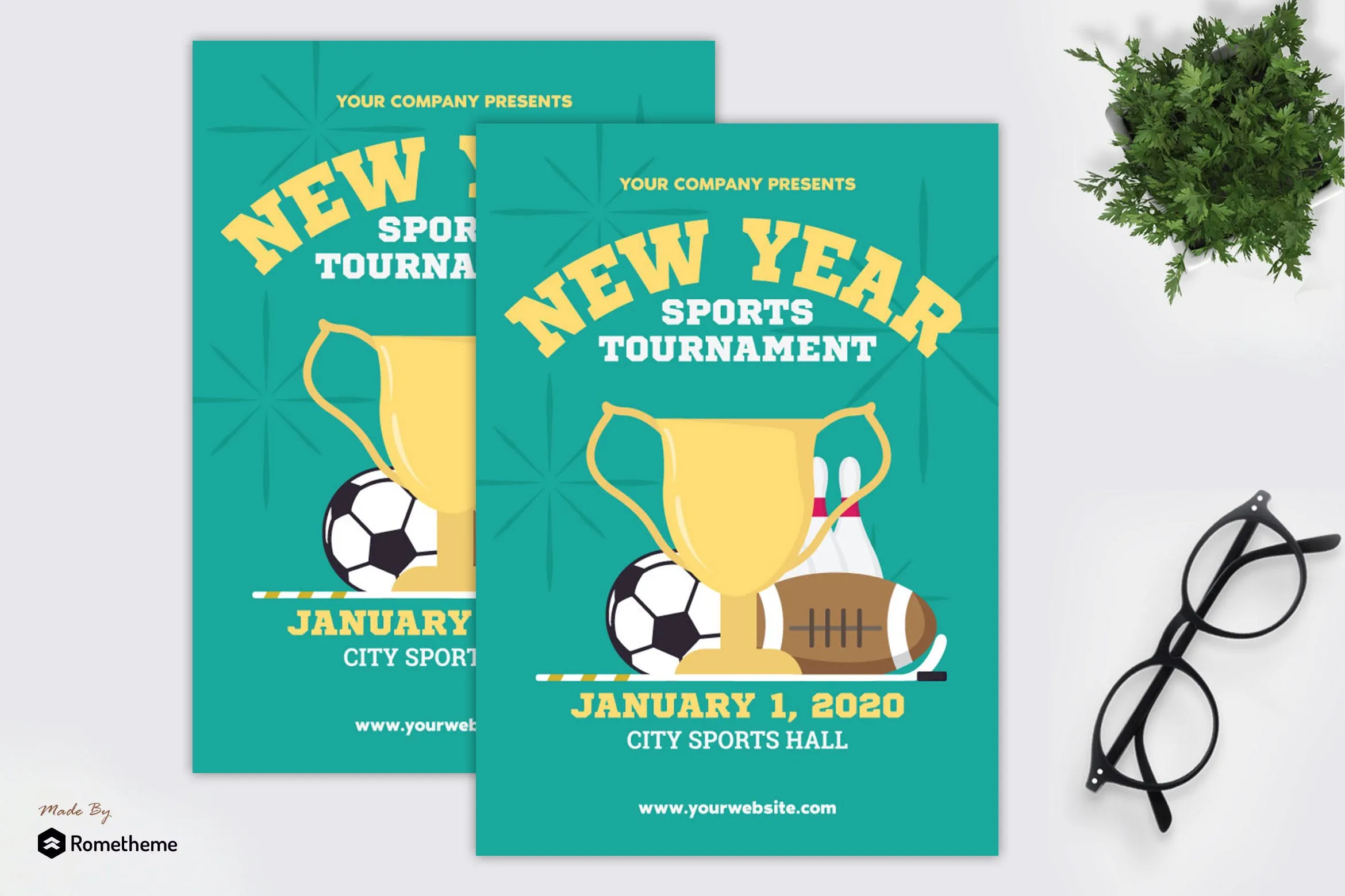 新年运动会活动海报传单像素设计精选PSD模板 New Year Sports Tournament#8211; Flyer GR