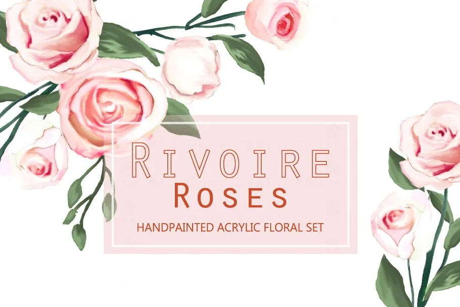 里瓦尔玫瑰亚克力剪贴画艺术 Rivoire Roses- Acrylic Clip Art插图