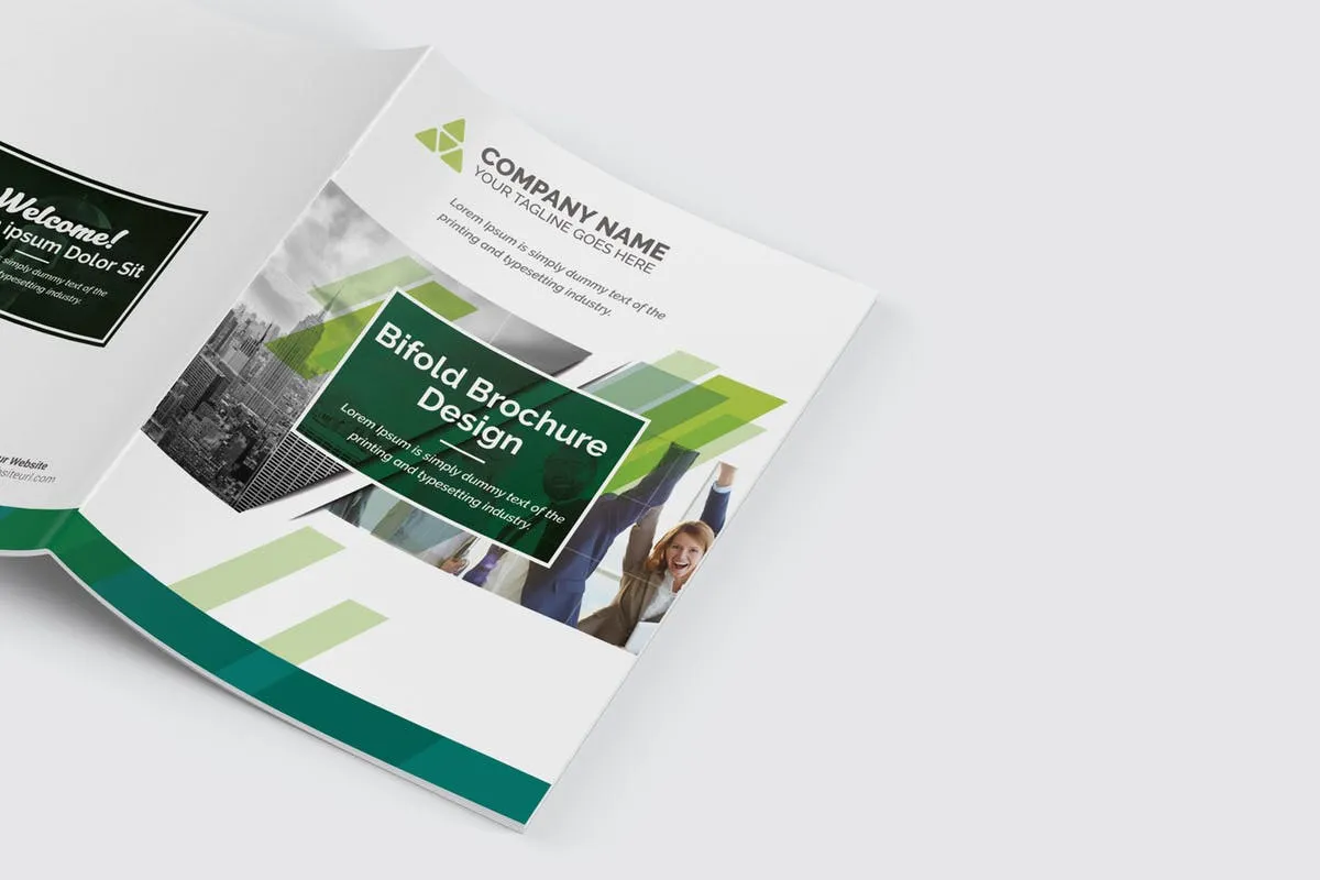 双折页企业宣传传单设计EPS模板 Bifold Brochure